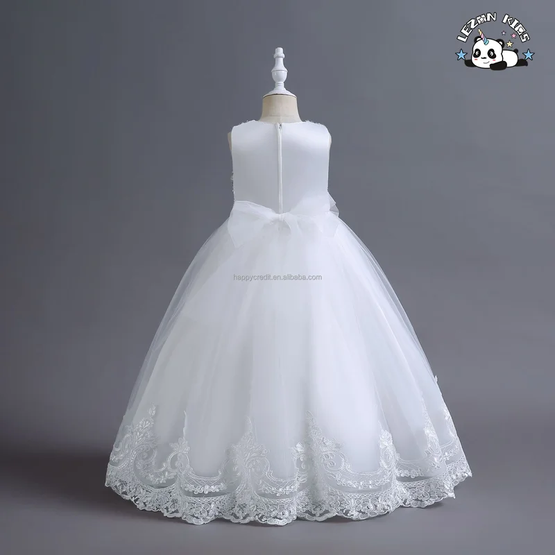 LEZONKIDS - Vestido de Menina Personalizado para festa de aniversário de casamento, vestido de princesa de tule com lantejoulas branco